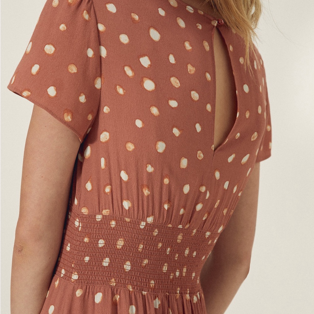 Aritzia Polka Dot Rust Dress - Picture 2 of 7